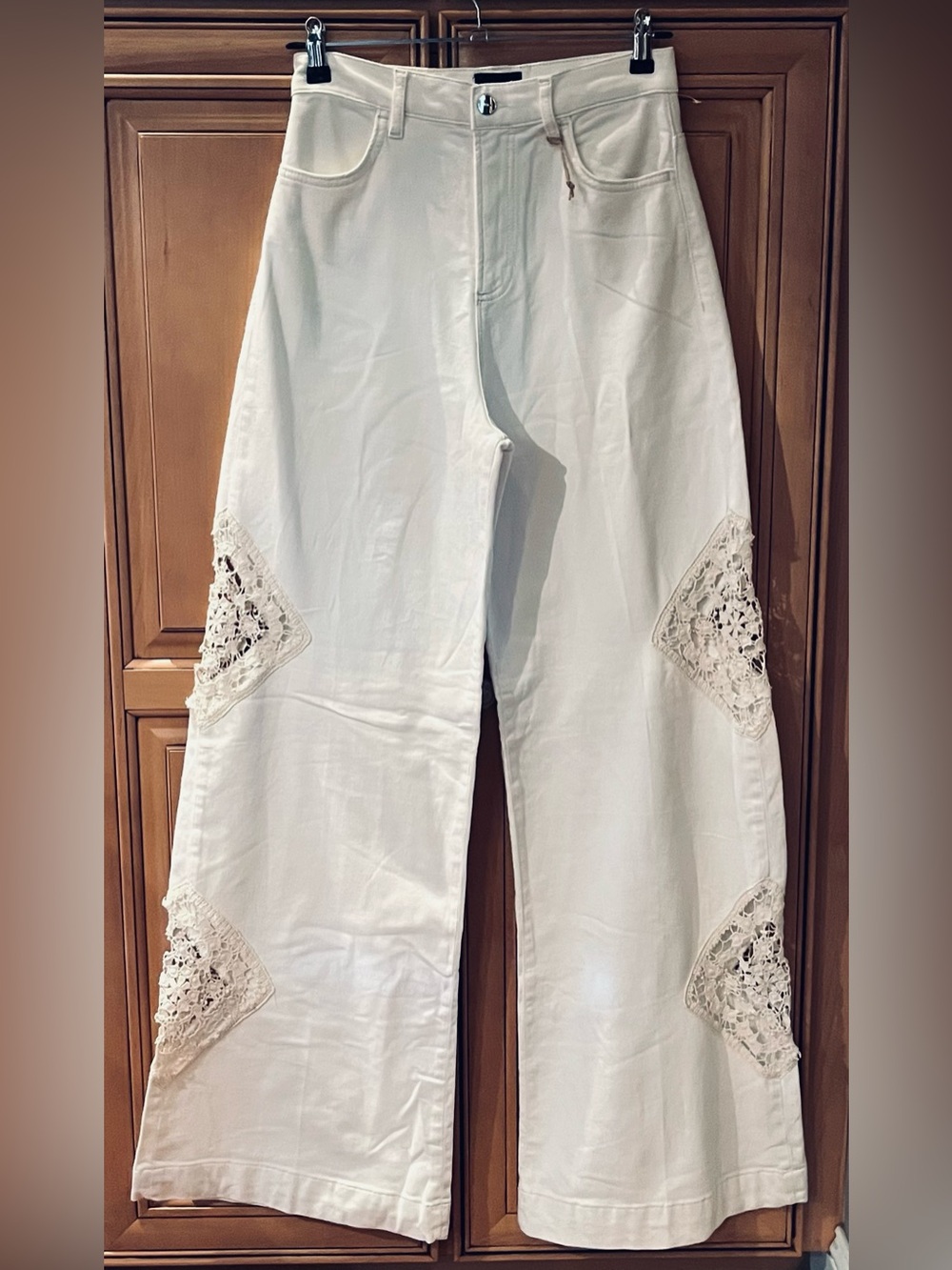 NWOT Liu Jo Better Wide Leg Jeans with Lace - Picture 6 of 13